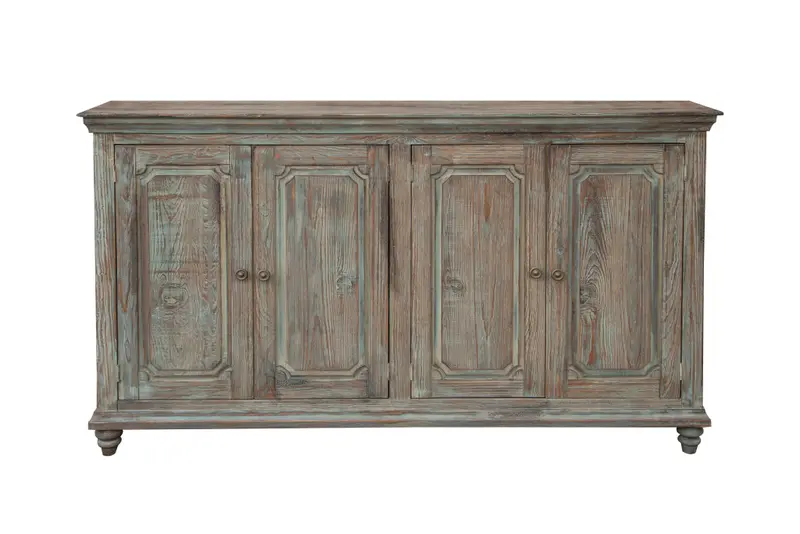 Green Solid and Manufactured Wood Distressed Credenza By Homeroots