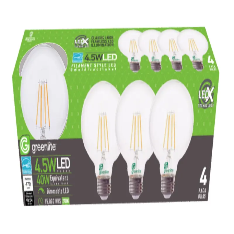 Greenlite G25 E26 (Medium) Filament LED Bulb Soft White 40 Watt Equivalence 4 pk - Deal of The Week