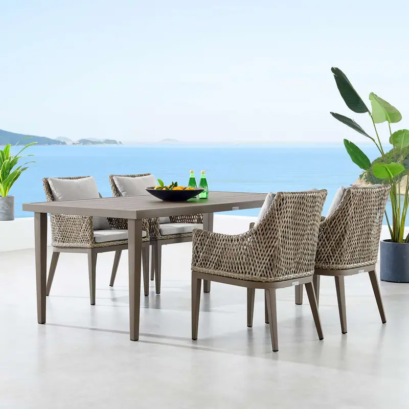 Grenada Outdoor Aluminum Gray Rectangle Dining Table By Armen Living