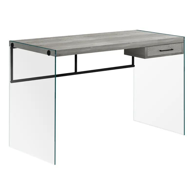 Grey Black Clear Particle Board Glass Metal Tempered Gl Computer Desk By Homeroots