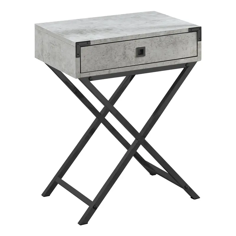 Grey Cement Finish and Black Nickel Metal Accent Table By Homeroots