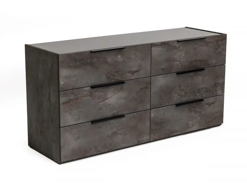 Grey Faux Marble Solid Manufactured Wood Six Drawer Double Dresser By Homeroots