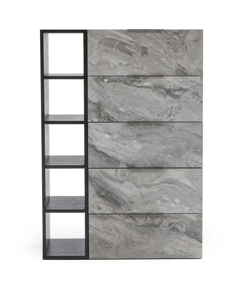 Grey Manufactured Wood Five Drawer Chest By Homeroots