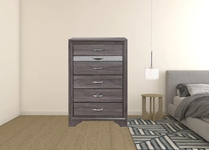 Grey Manufactured Wood Six Drawer Chest By Homeroots