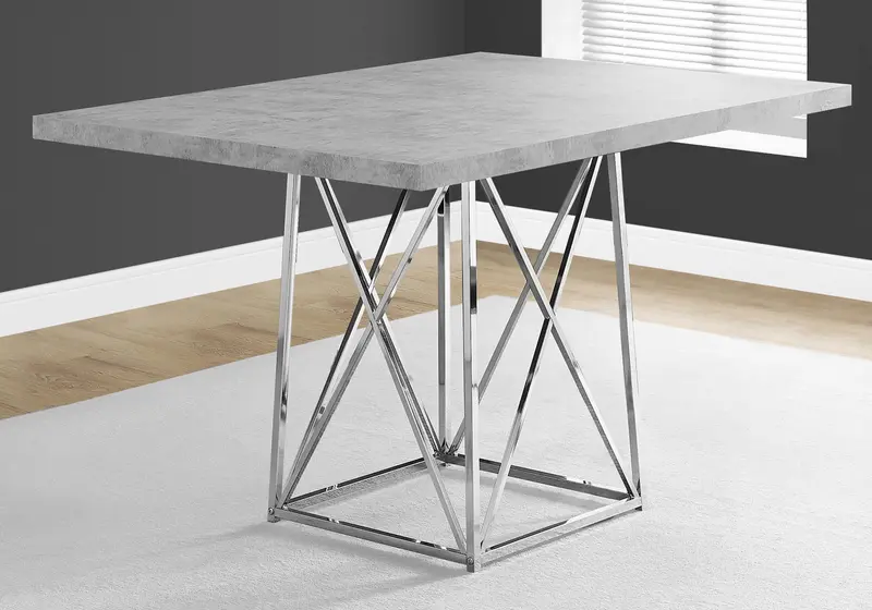 Grey Particle Board And Chrome Metal Dining Table By Homeroots