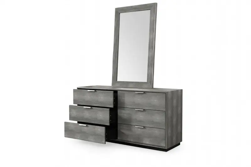 Grey Solid And Manufactured Wood Six Drawer Double Dresser By Homeroots