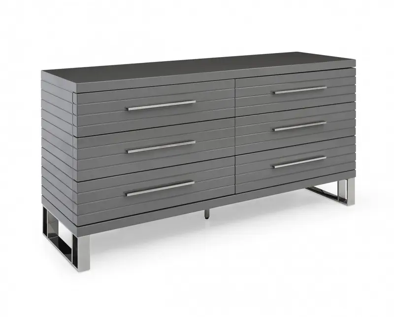 Grey Solid And Manufactured Wood Six Drawer Dresser By Homeroots