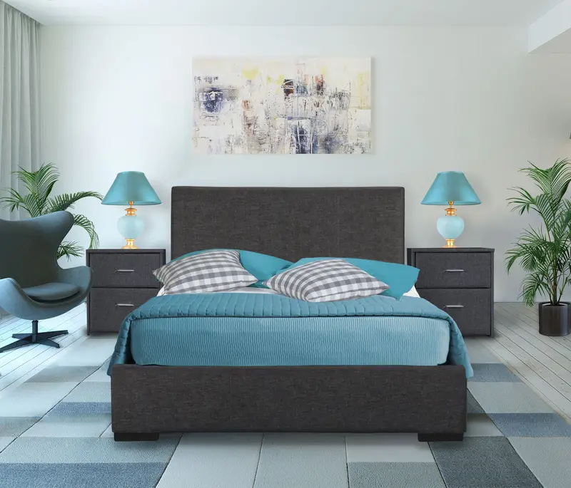 Grey Upholstered Queen Platform Bed By Homeroots