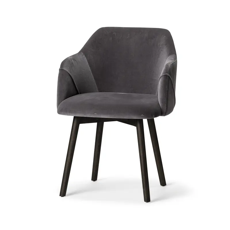Grey Velvet Wrap With Black Wooden Base Dining Chair By Homeroots