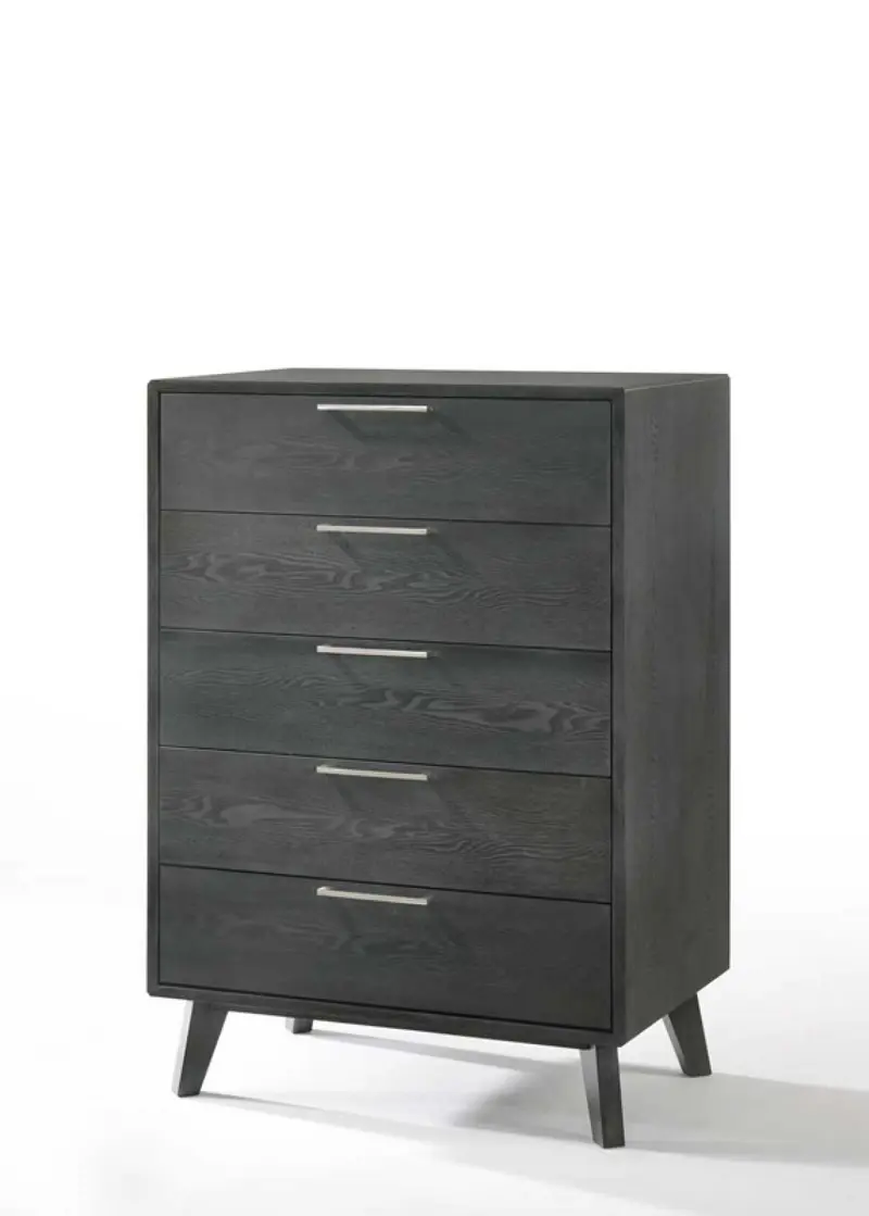 Grey Wash Solid Wood Five Drawer Chest By Homeroots