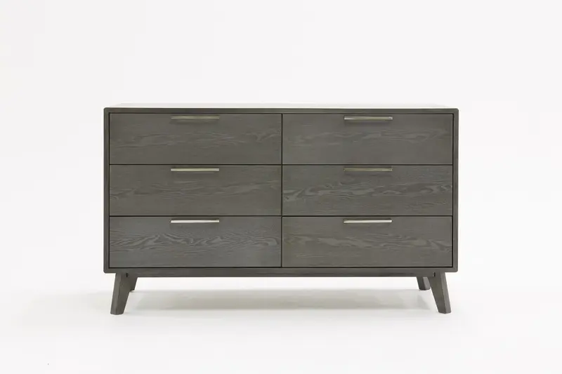 Grey Wash Solid Wood Six Drawer Double Dresser By Homeroots