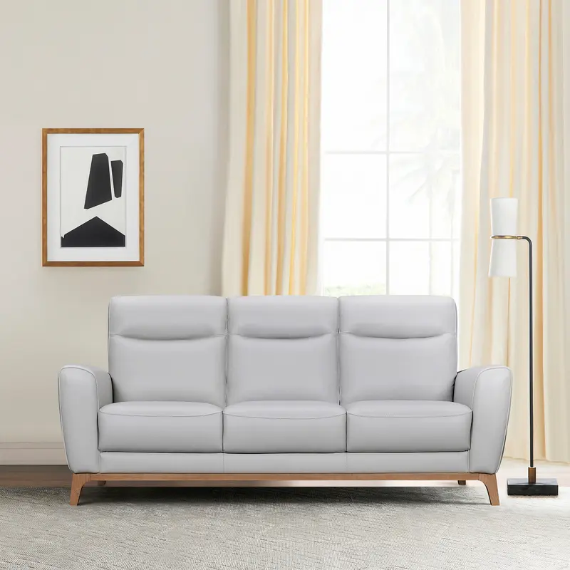 Greyson 83" Dove Gray Leather Sofa By Armen Living