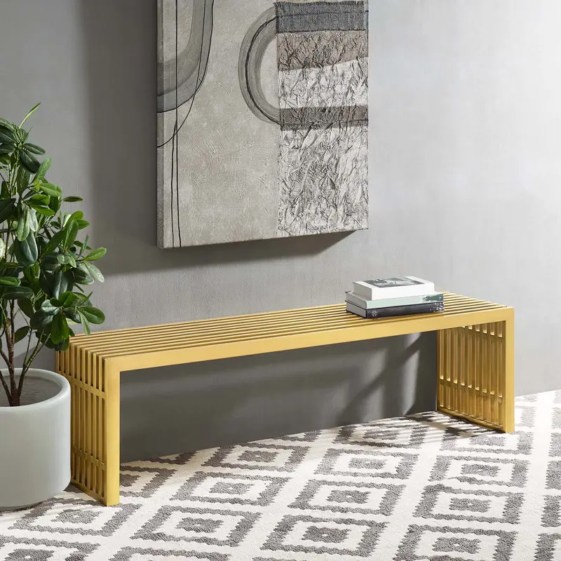 Gridiron Large Stainless Steel Bench By Modway - EEI-3000