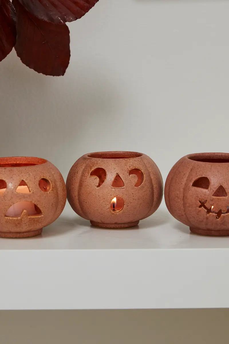 Grinning Pumpkins Votive - Set of 6 By Accent Decor