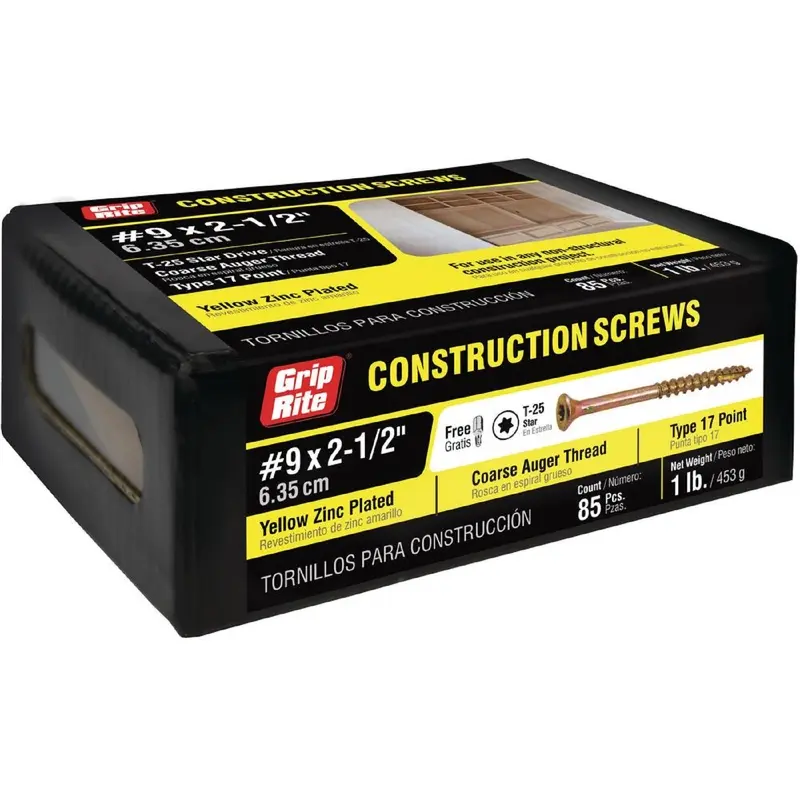 Grip-Rite No. 9 X 2-1/2 in. L Star Flat Head Coarse Construction Screws - Open Box