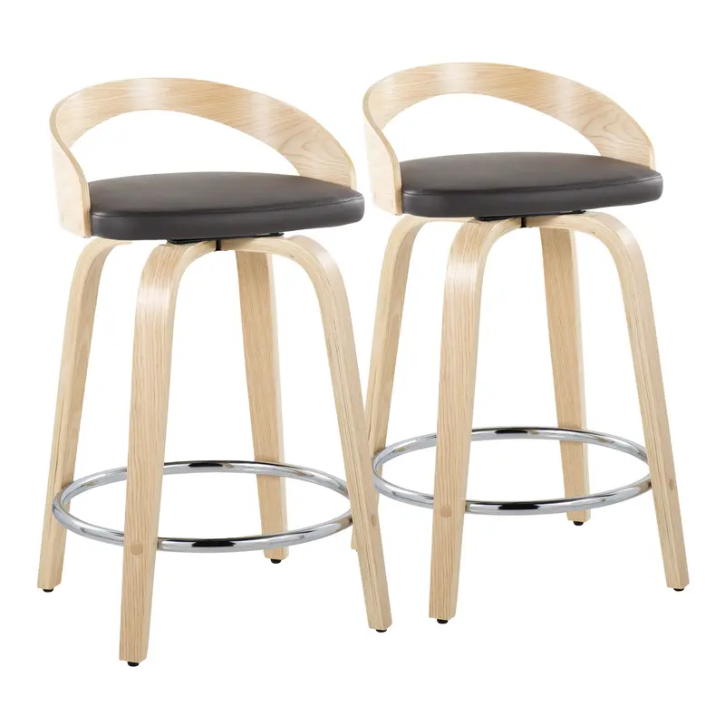Grotto 24" Fixed-Height Counter Stool - Set of 2 By LumiSource - B24-GROTTOPU-GRTZR2 NANABN2