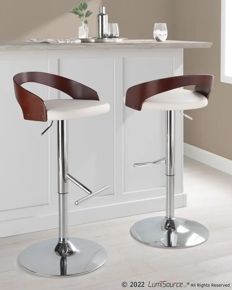 Grotto Adjustable Barstool - Set of 2 By LumiSource - BS-GROTTOPU-STRT2 CHRCHW2