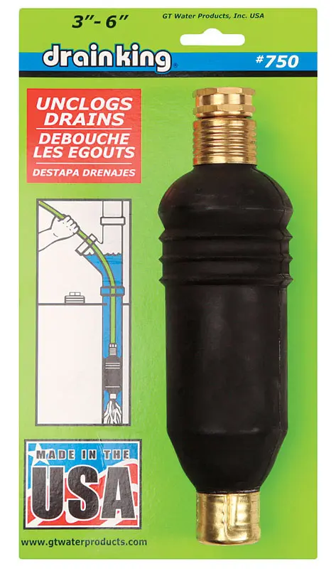 GT Water Products Rubber Drain Unclogger 3 to 6 Dia. x 11 L in. for 3 to 6 in. Drains - Deal of The Week