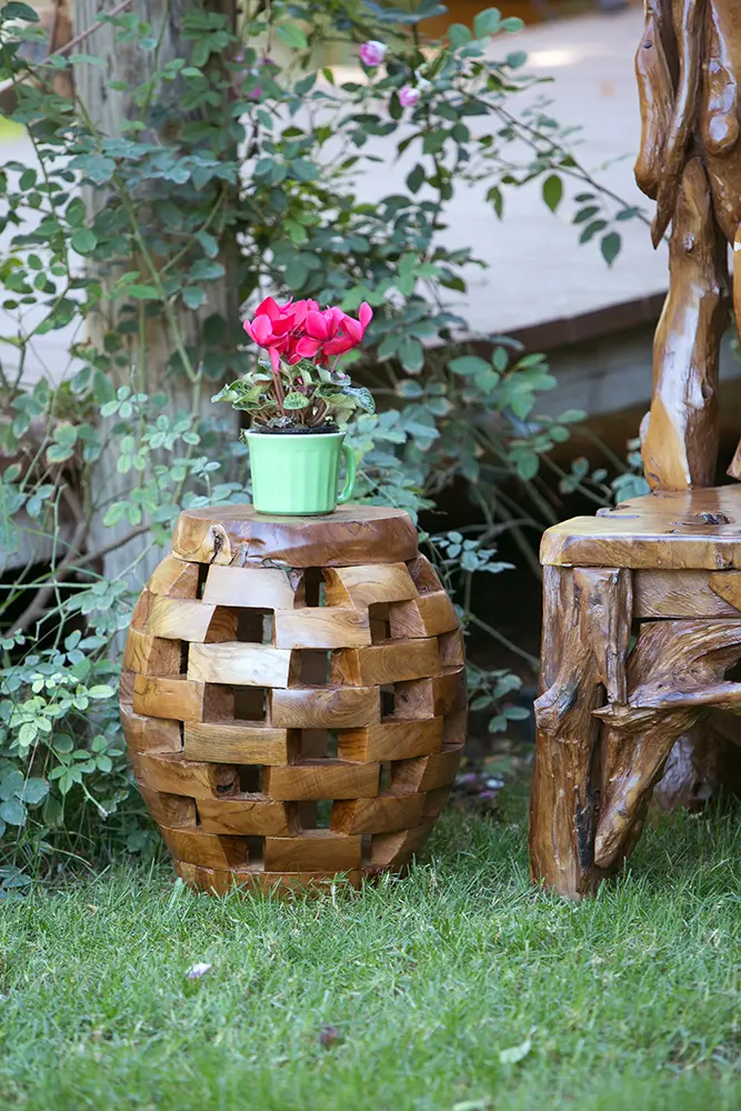 Habini Teak Oval Puzzle Stool By Garden Age Supply