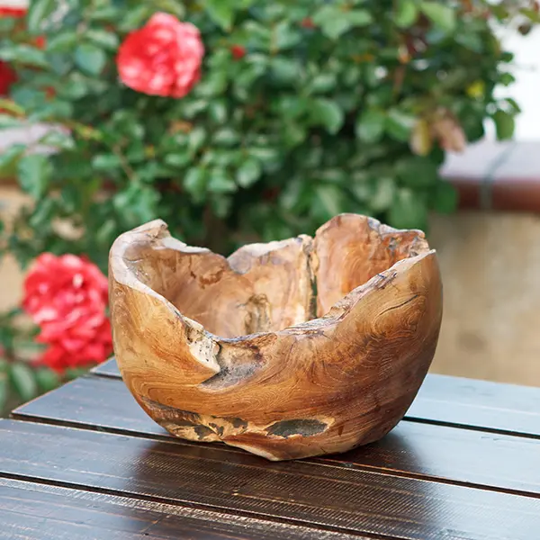 Habini Teak Round Bowl Set of 4 By Garden Age Supply