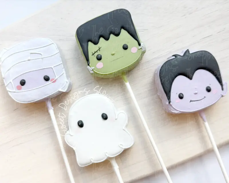 Halloween Monsters - Cake Pop Makers Set - 4 Designs - (1 Cutter & 1 Pusher per Design)