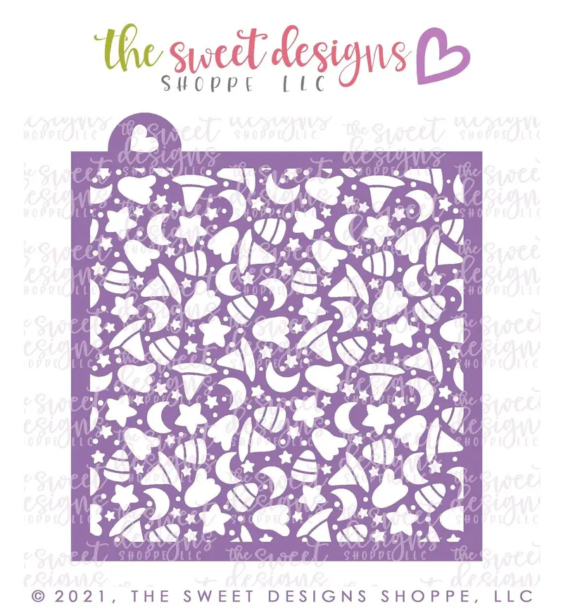 Halloween Pattern - Witchy Night -  Stencil