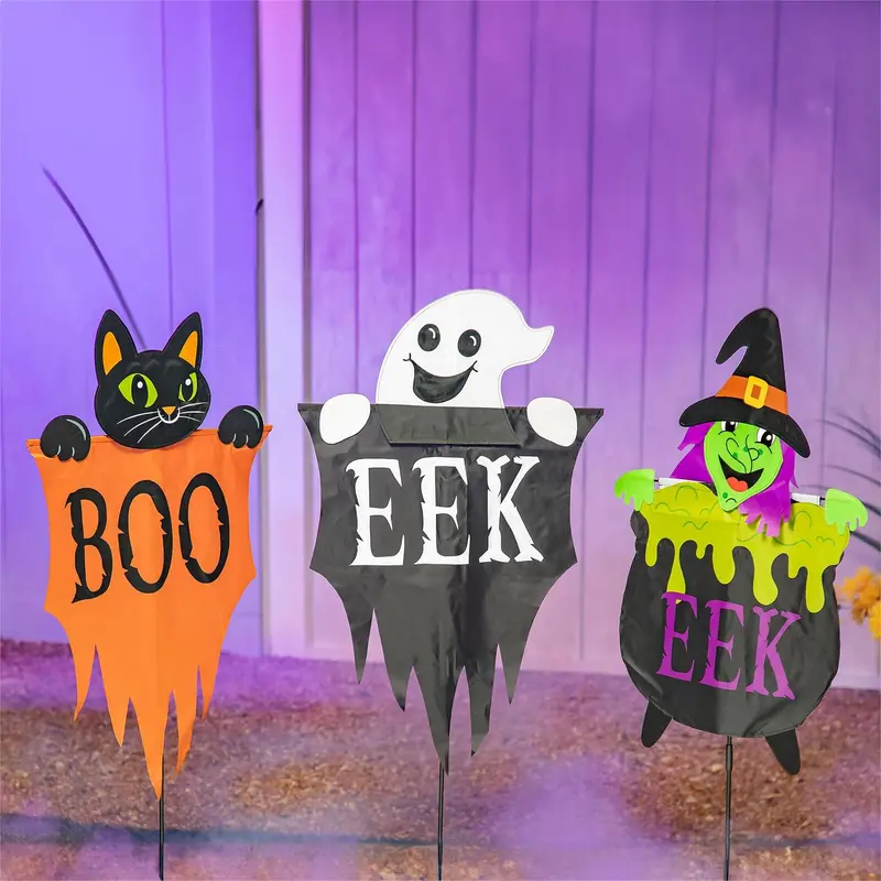 Halloween Trio Fabric Stake, 3 Asst