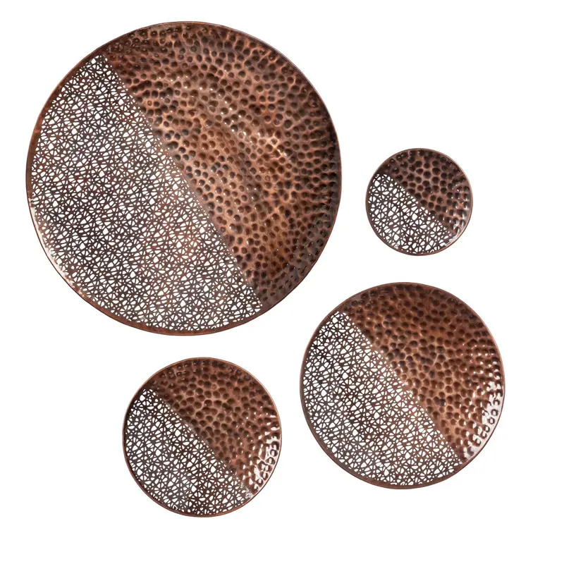 Hammered Metal Wall Décor, Round, Set of 4