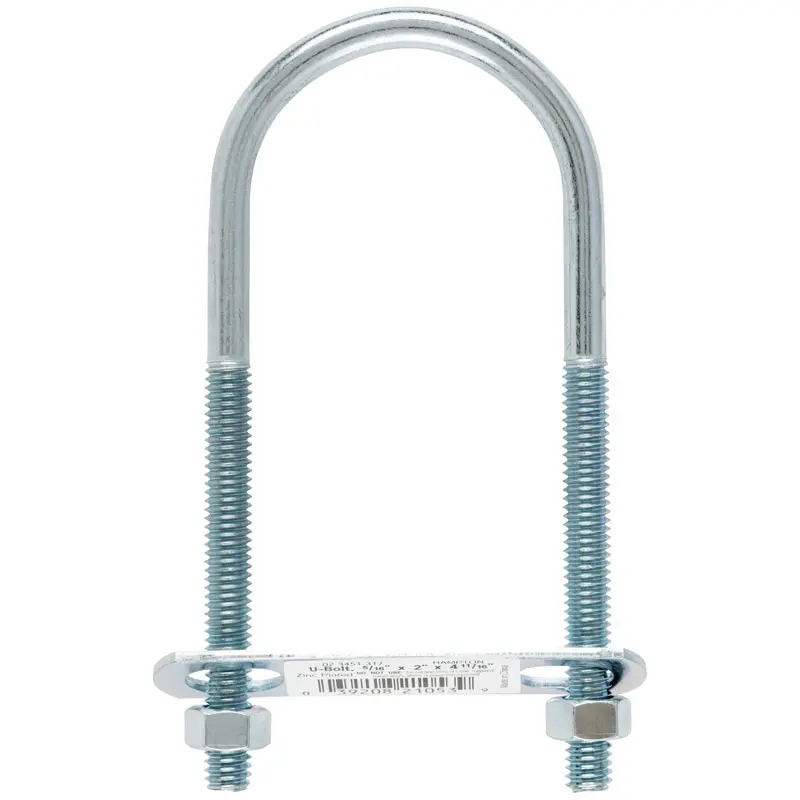 Hampton 5/16 in. x 2 in. W x 4-3/4 in. L Coarse Zinc-Plated Steel U-Bolt (Pack of 10) - Deal of The Week
