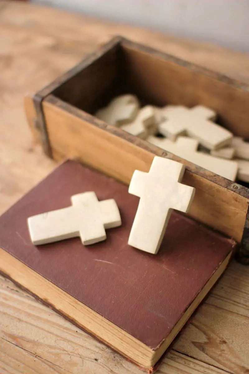 Hand Carved Stone Crosses - White (Min 2) By Kalalou