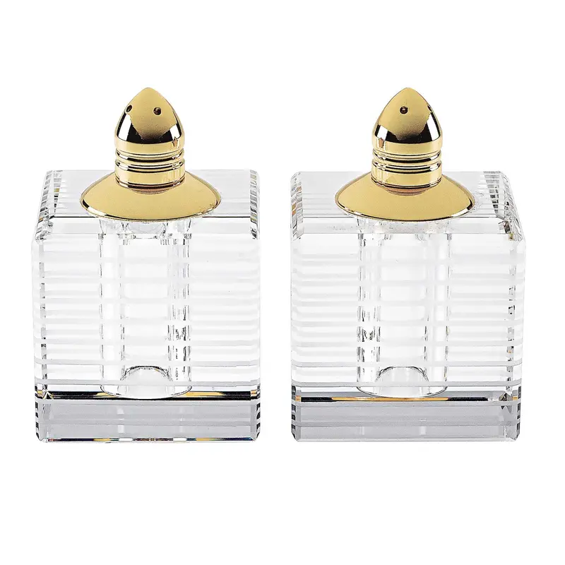 Hand Made Crystal Gold Pair Of Salt And Pepper Shakers By Homeroots