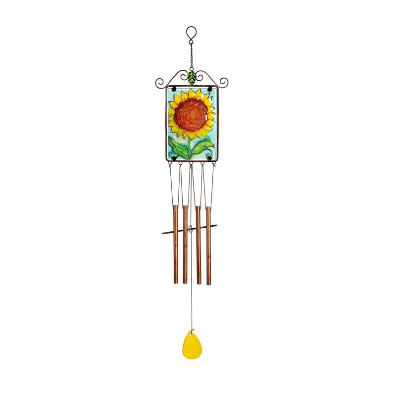 Hand-painted Floral Suncatcher Wind Chime, Sunflower