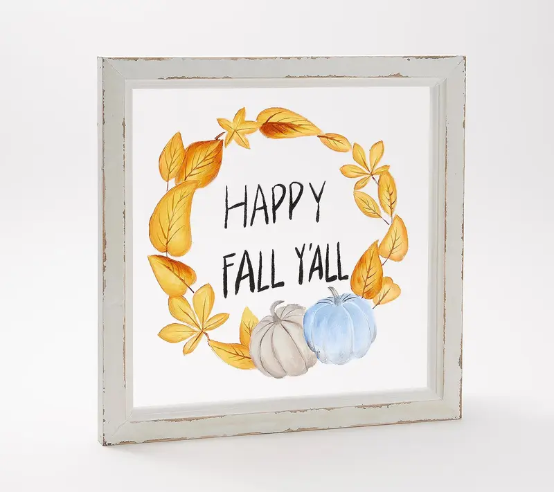 Hand Painted Screen Wood Frame Wall Decor, Gather