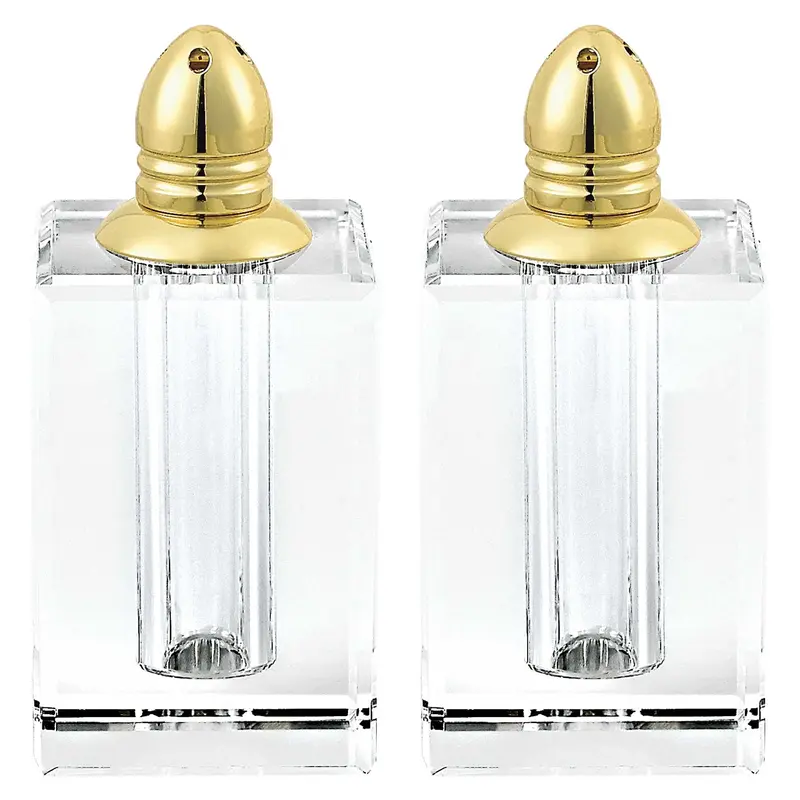 Handcrafted Optical Crystal And Gold Large Size Salt And Pepper Shakers By Homeroots
