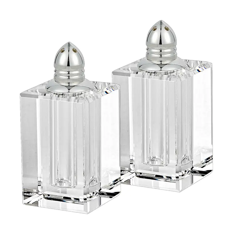 Handcrafted Optical Crystal And Silver Large Size Salt And Pepper Shakers By Homeroots