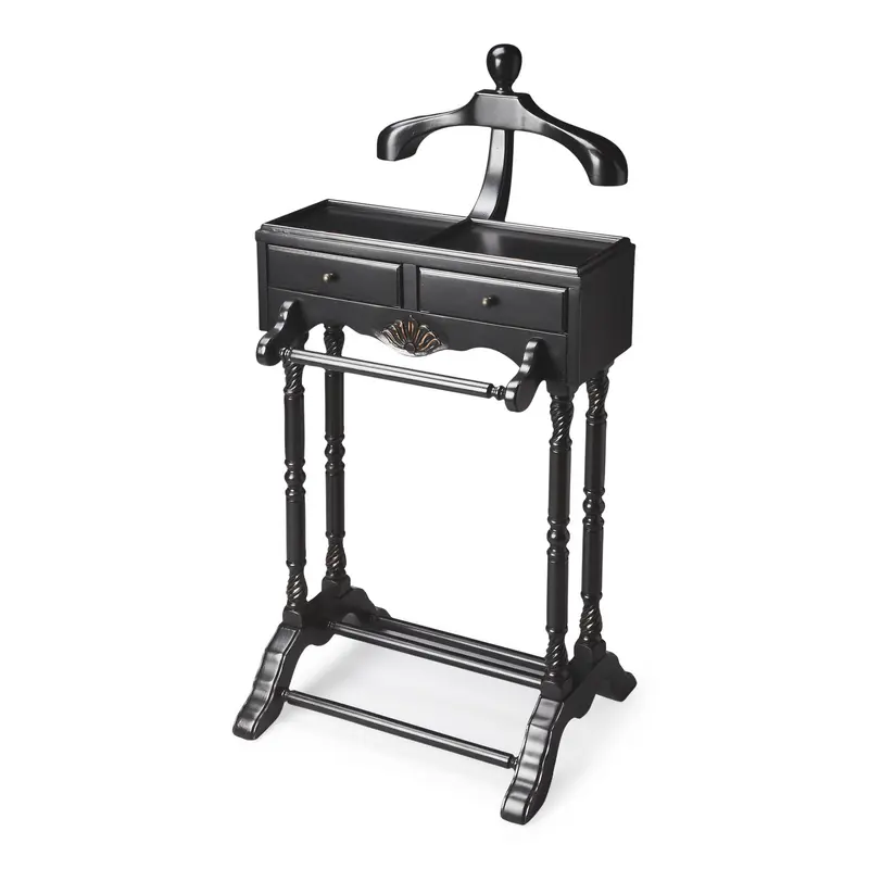 Handsome Vintage Style Black Finish Wood Valet By Homeroots