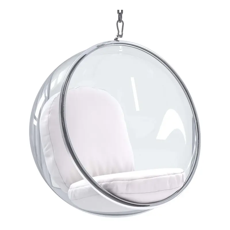 Hanging Bubble Chair, White Cushions By World Modern Design