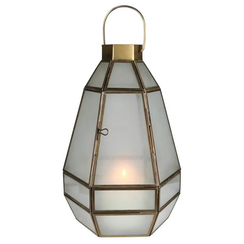 Hans Leaded Glass Lantern Set Of 2 By HomArt
