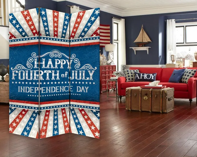 Happy 4Th Of July Three Panel Room Divider Screen By Homeroots