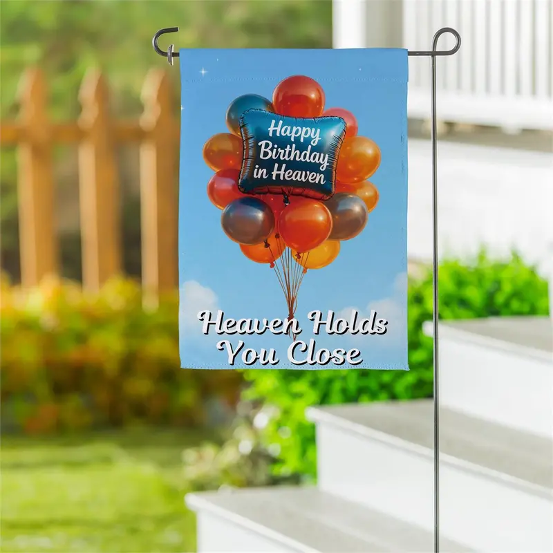 Happy Birthday in Heaven Suede Garden Flag Garden