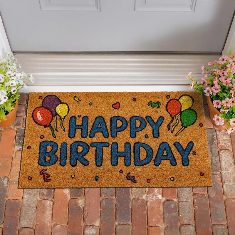 Happy Birthday Party Cake Coir Mat