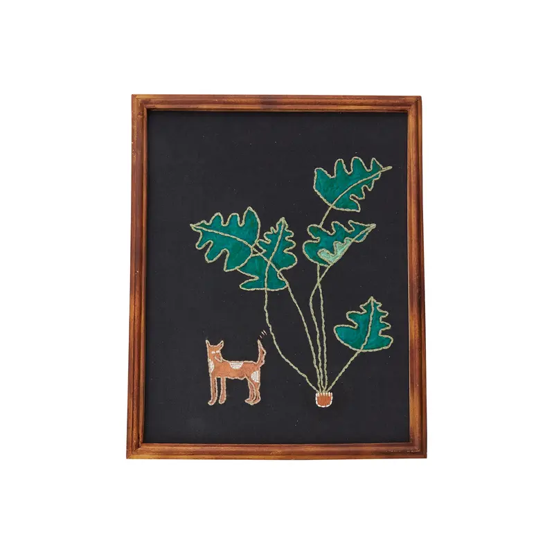 Happy Dog Embroidered Wall Art By Accent Decor
