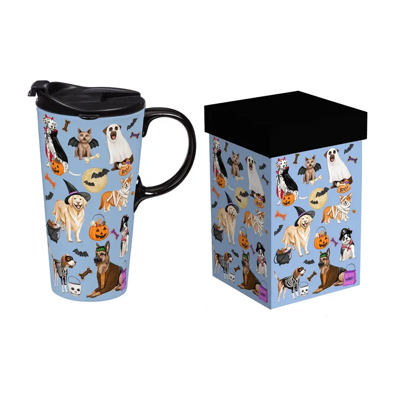 Happy Hauntings Dogs In Costumes Ceramic Perfect Cup, 17oz, Gift Box