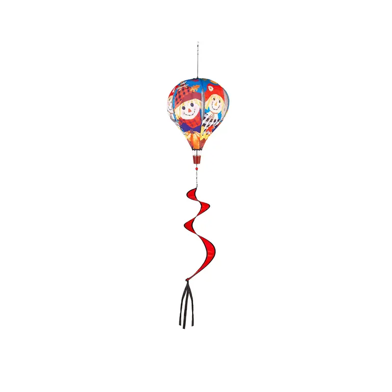 Happy Scarecrow Couple Burlap Balloon Spinner