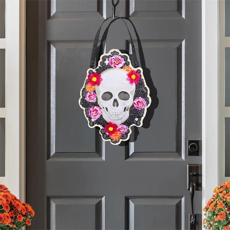 Happy Skull Floral Door Décor