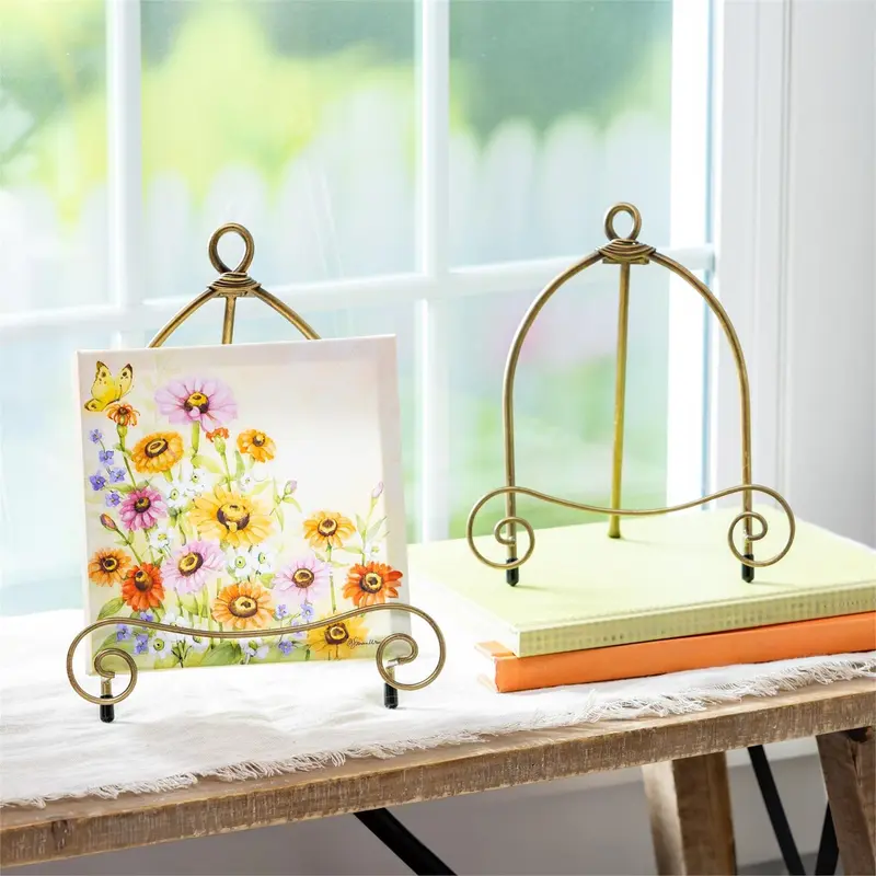 Hardware, Metal, Bronze Fancy Easel, Set of 2