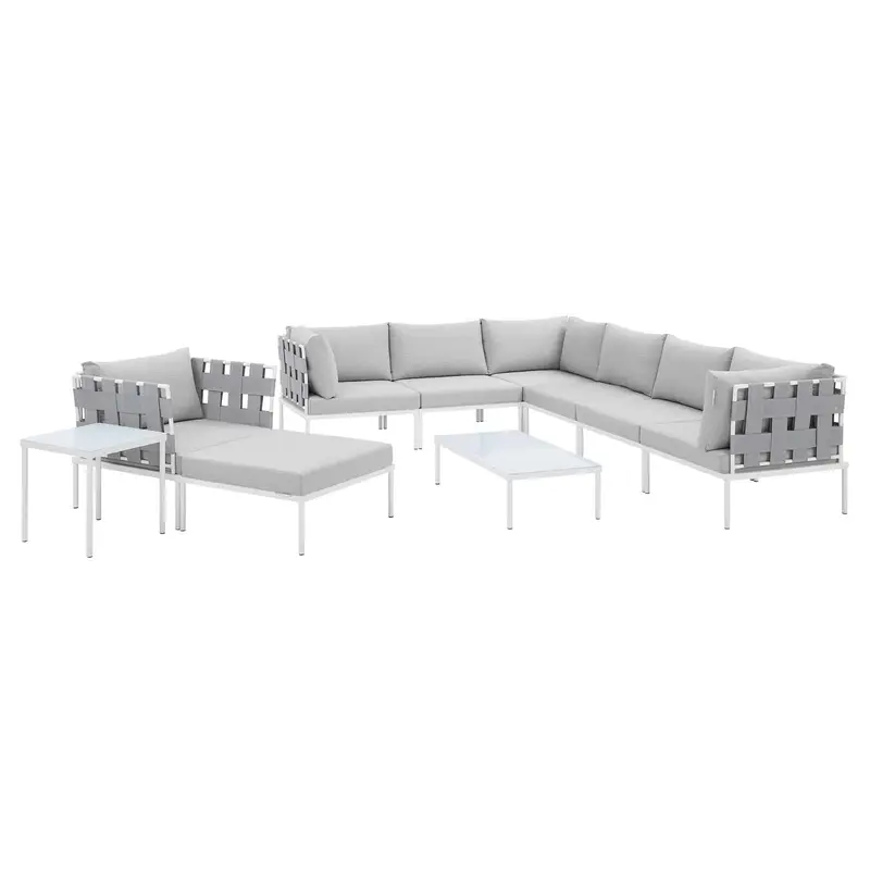 Harmony 10-Piece Sunbrella® Outdoor Patio Aluminum Sectional Sofa Set By Modway - EEI-4953