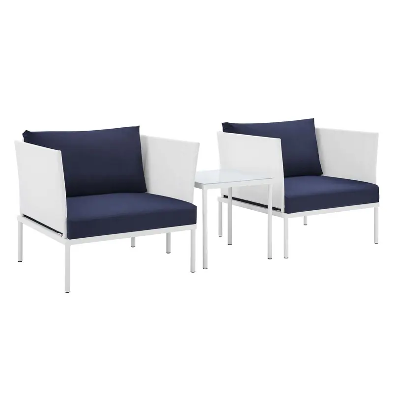 Harmony 3-Piece Sunbrella® Outdoor Patio Aluminum Seating Set By Modway - EEI-4686