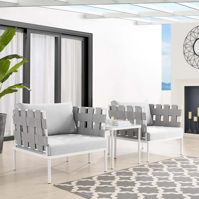 Harmony 3-Piece Sunbrella® Outdoor Patio Aluminum Seating Set By Modway - EEI-4687
