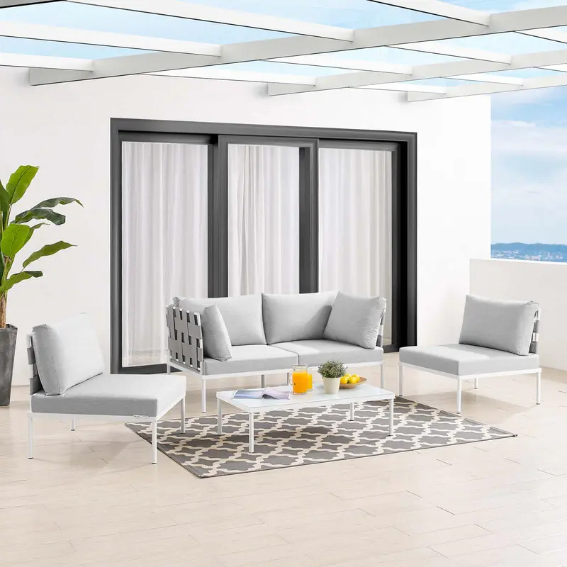 Harmony 4-Piece Sunbrella® Outdoor Patio Aluminum Seating Set By Modway - EEI-4691